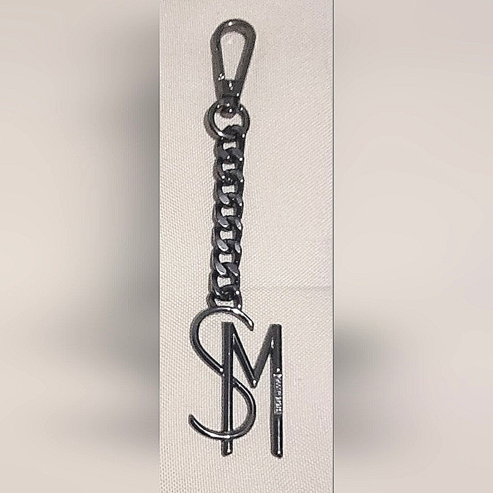 Steve Madden Metal Dark Silver Keychain/Bag Charm. 6" - Picture 6 of 6